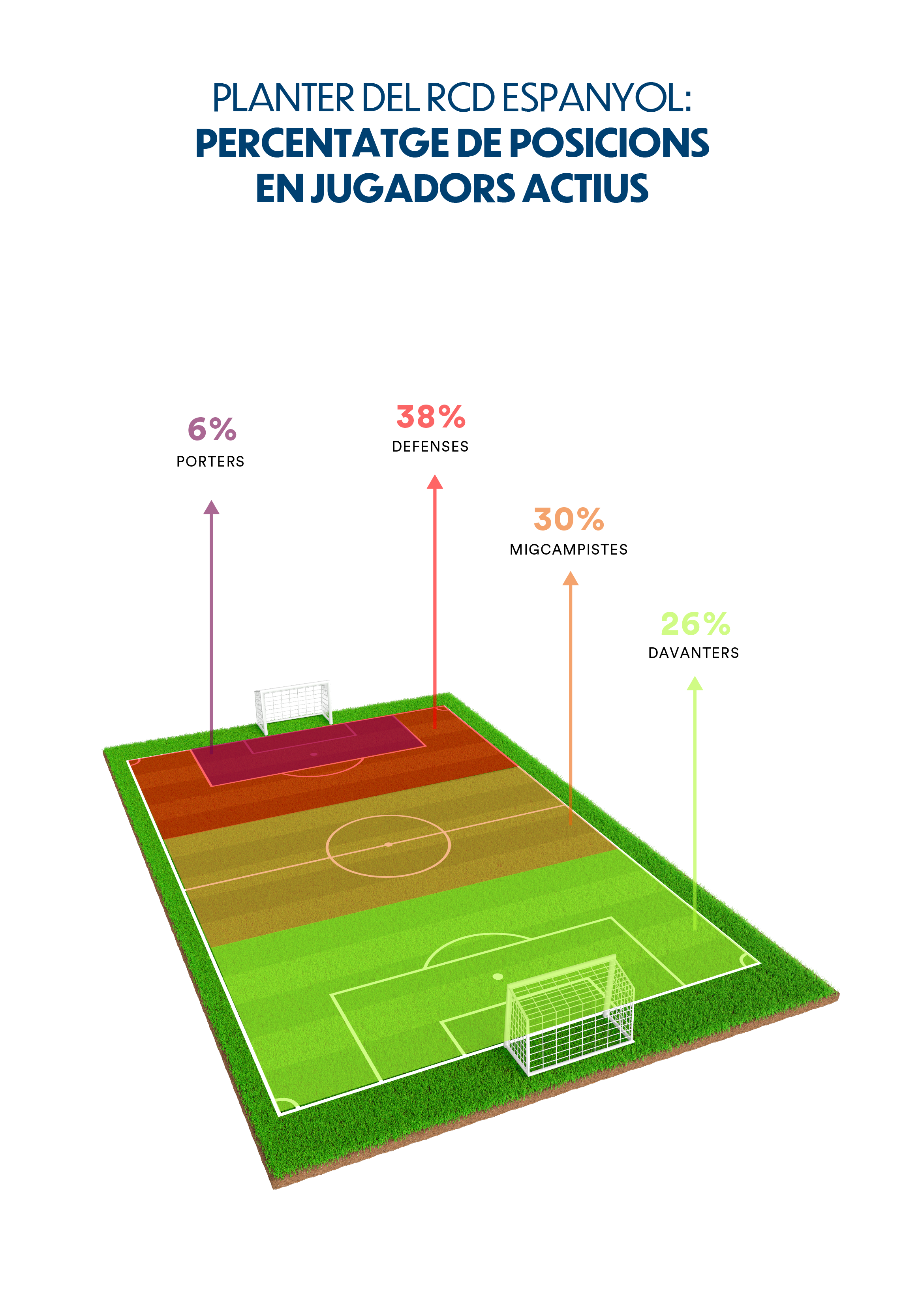 Cantera del RCD Espanyol: Porcentaje de posiciones en jugadores activos