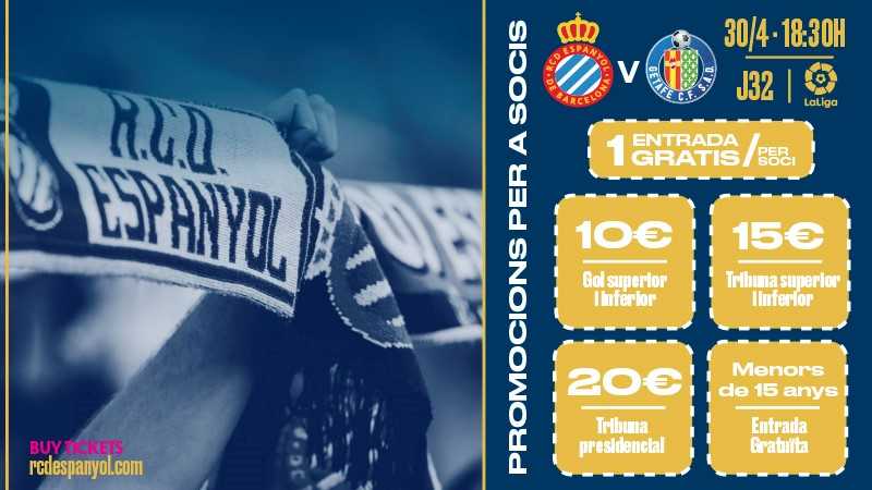 Promoción de entradas para el Espanyol-Getafe