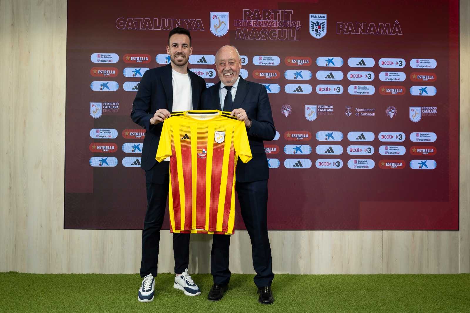 El RCD Espanyol, en la presentación del Catalunya-Panamá
