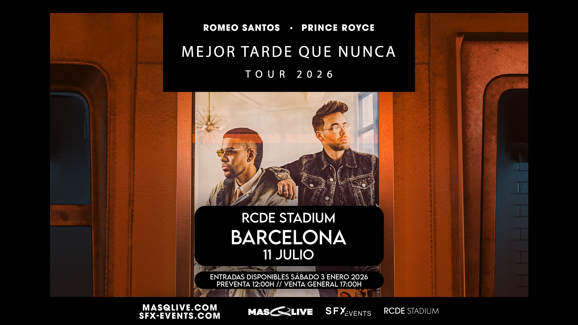 Romeo Santos y Prince Royce harán bailar al RCDE Stadium
