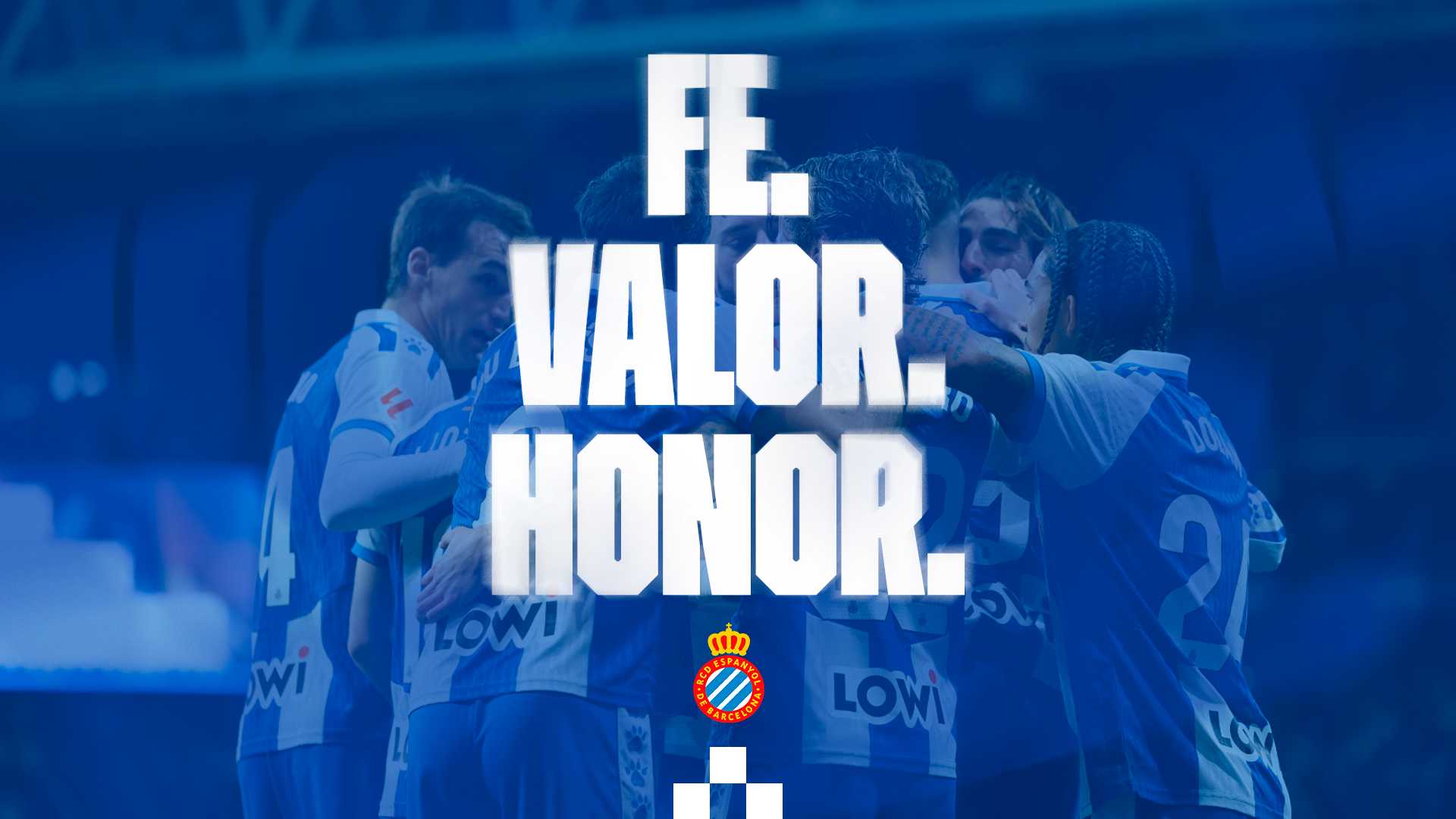 FE. VALOR. HONOR. El RCDE Stadium se prepara para una gran noche blanquiazul ante el Athletic Club