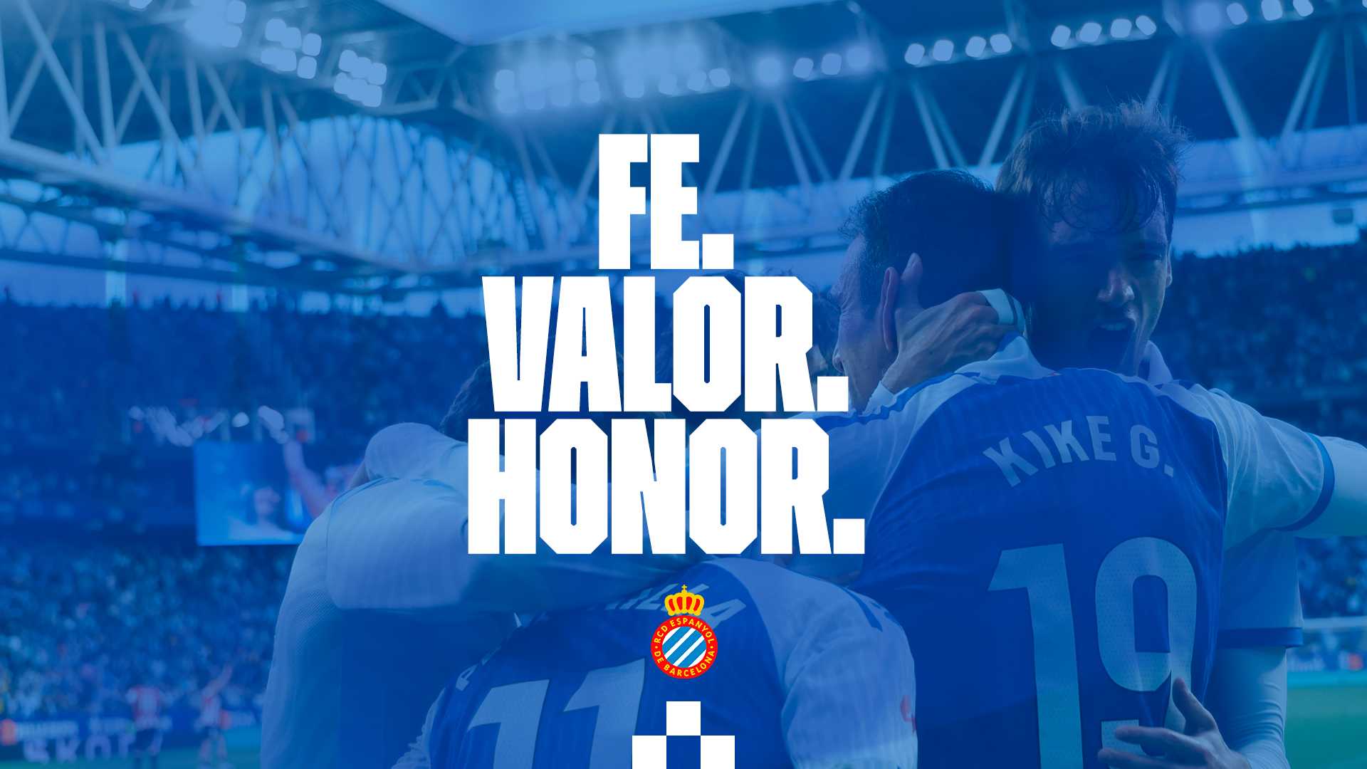 L’RCDE Stadium es vesteix de FE. VALOR. HONOR.